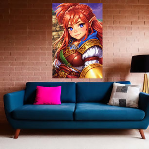 Portret van hybride vrouwen van dwergelf   AI Art. Poster