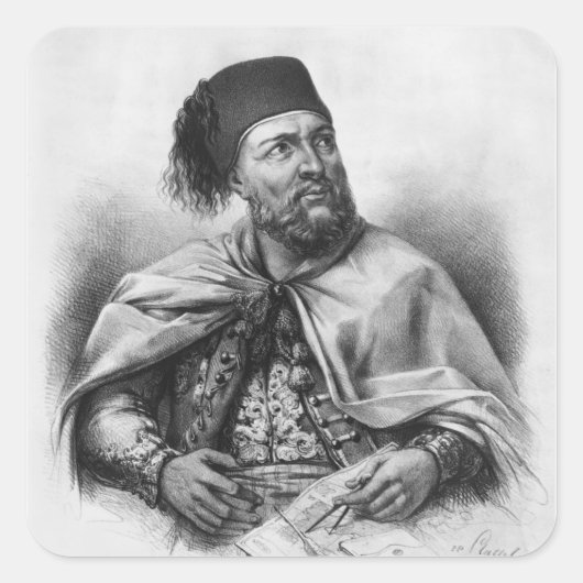 Portret van Ibrahim Pasha, 1840 Vierkante Sticker (Voorkant)