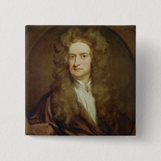 Portret van Isaac Newton 1702 Vierkante Button 5,1 Cm (Voorkant)