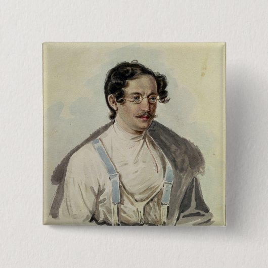 Portret van Ivan Annenkov in Peter Prison, 1836 Vierkante Button 5,1 Cm (Voorkant)