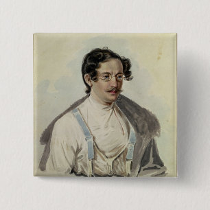 Portret van Ivan Annenkov in Peter Prison, 1836 Vierkante Button 5,1 Cm