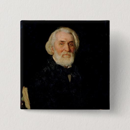 Portret van Ivan S. Turgenev, 1879 Vierkante Button 5,1 Cm (Voorkant)