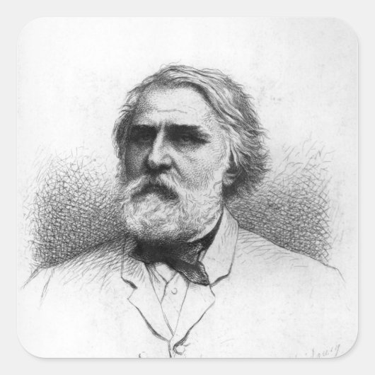 Portret van Ivan Turgenev Vierkante Sticker (Voorkant)
