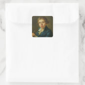 Portret van Jacques-Louis David als Jeugd Vierkante Sticker (Tas)
