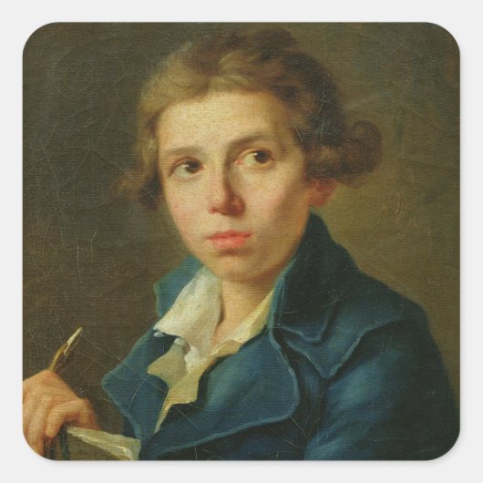 Portret van Jacques-Louis David als Jeugd Vierkante Sticker (Voorkant)