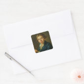 Portret van Jacques-Louis David als Jeugd Vierkante Sticker (Envelop)