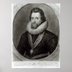 Portret van James I na een miniatuur van Poster