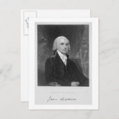 Portret van James Madison, gegraveerd door William Briefkaart (Voorkant / Achterkant)