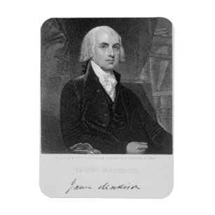 Portret van James Madison, gegraveerd door William Magneet