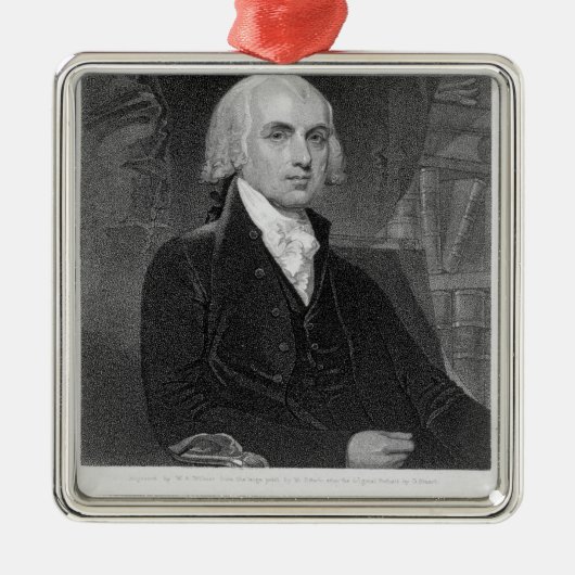 Portret van James Madison, gegraveerd door William Metalen Ornament (Voorkant)