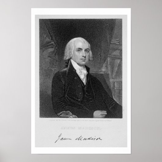 Portret van James Madison, gegraveerd door William Poster (Voorkant)