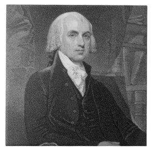 Portret van James Madison, gegraveerd door William Tegeltje