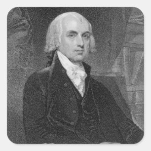 Portret van James Madison, gegraveerd door William Vierkante Sticker