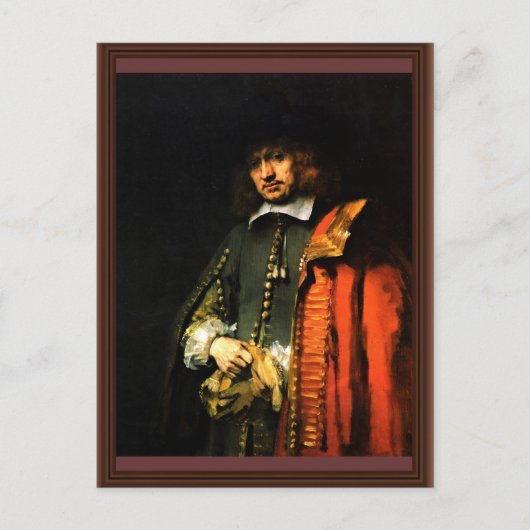 Portret van Jan Six door Rembrandt Harmensz. Van Briefkaart (Voorkant)