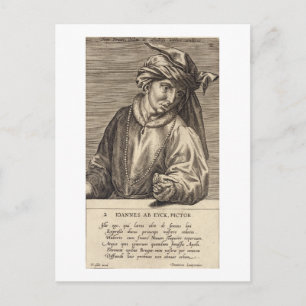 Portret van Jan van Eyck (c.1390-1441) bord 2 in Briefkaart