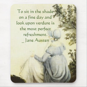 Portret van Jane Austen + citaat Muismat