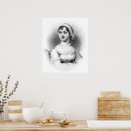 Portret van Jane Austen Poster (Keuken)