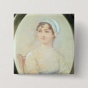 Portret van Jane Austen Vierkante Button 5,1 Cm
