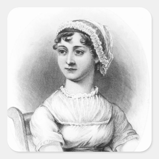Portret van Jane Austen Vierkante Sticker (Voorkant)