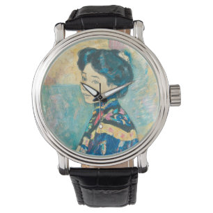 Portret van Japanse vrouw (door Fujishima Takeji) Horloge