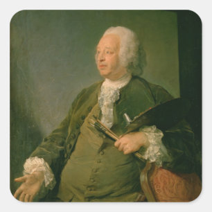 Portret van Jean-Baptiste Oudry (1686-1755) c.1753 Vierkante Sticker