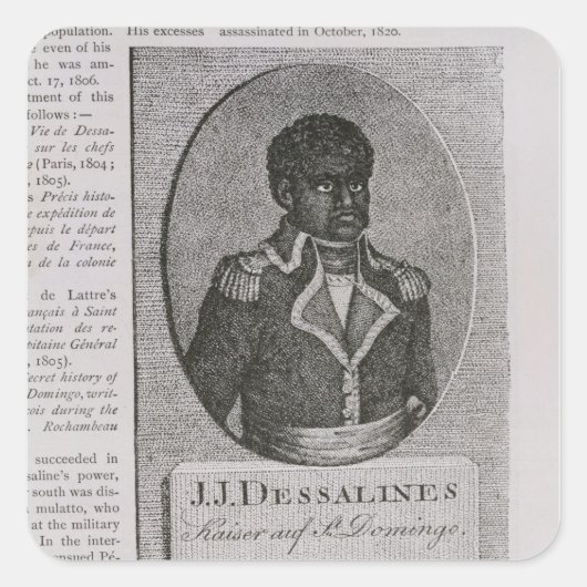 Portret van Jean-Jacques Dessalines Vierkante Sticker (Voorkant)