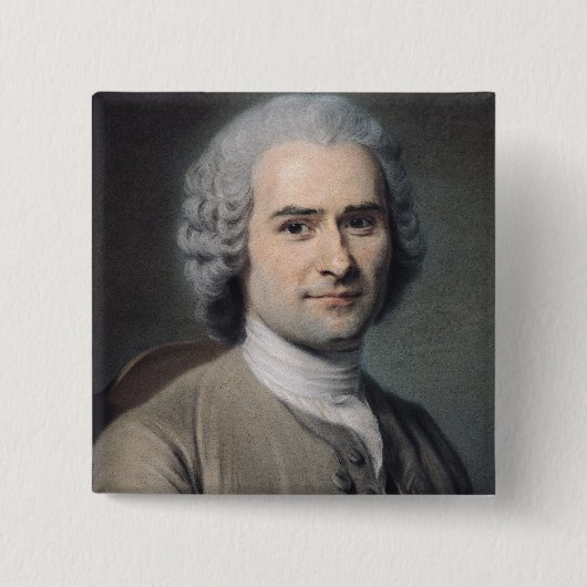 Portret van Jean Jacques Rousseau Vierkante Button 5,1 Cm (Voorkant)