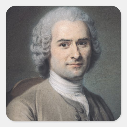 Portret van Jean Jacques Rousseau Vierkante Sticker (Voorkant)
