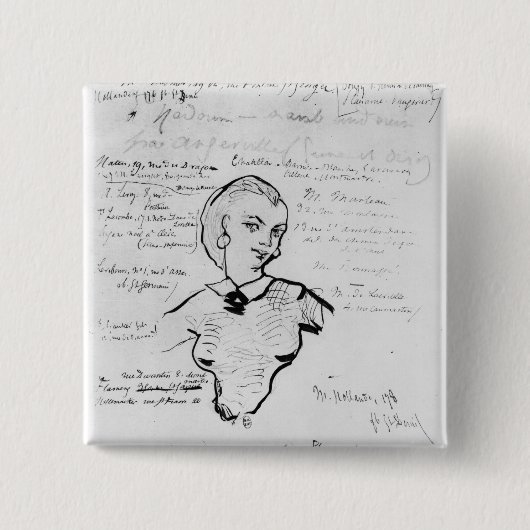 Portret van Jeanne Duval Vierkante Button 5,1 Cm (Voorkant)