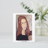 Portret van Jeanne Hébuterne (hoofd in profiel). Briefkaart (Staand voorkant)