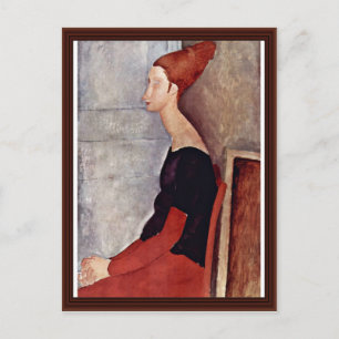 Portret van Jeanne Hébuterne in donkere kleren Briefkaart