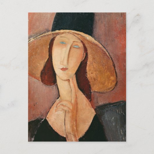 Portret van Jeanne Hebuterne in een groot pet Briefkaart (Voorkant)