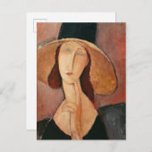 Portret van Jeanne Hebuterne in een groot pet Briefkaart (Voorkant / Achterkant)