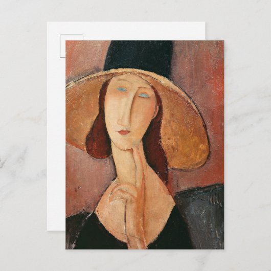 Portret van Jeanne Hebuterne in een groot pet Briefkaart (Voorkant / Achterkant)