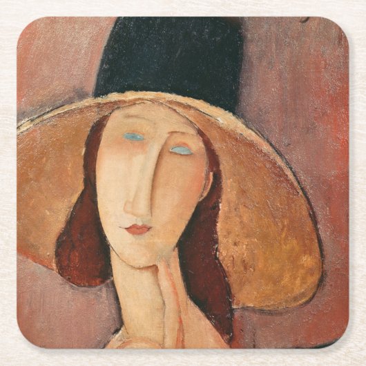 Portret van Jeanne Hebuterne in een groot pet Kartonnen Onderzetters (Voorkant)