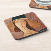 Portret van Jeanne Hebuterne in een groot pet Onderzetter (Linkerzijde)