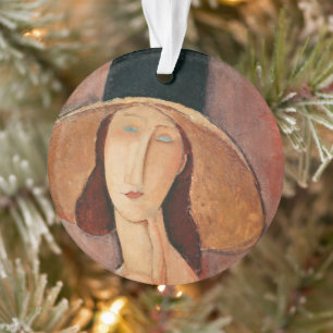 Portret van Jeanne Hebuterne in een groot pet Ornament