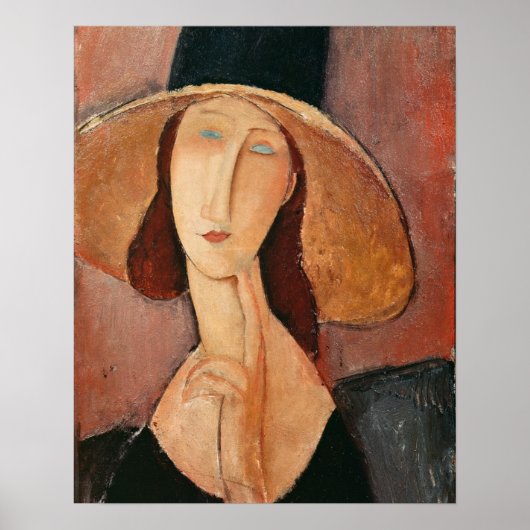 Portret van Jeanne Hebuterne in een groot pet Poster (Voorkant)