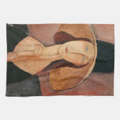 Portret van Jeanne Hebuterne in een groot pet Theedoek (Horizontaal)