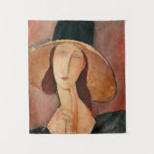 Portret van Jeanne Hebuterne in een groot pet Wandkleed (Voorkant)