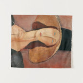 Portret van Jeanne Hebuterne in een groot pet Wandkleed (Voorkant (horizontaal))
