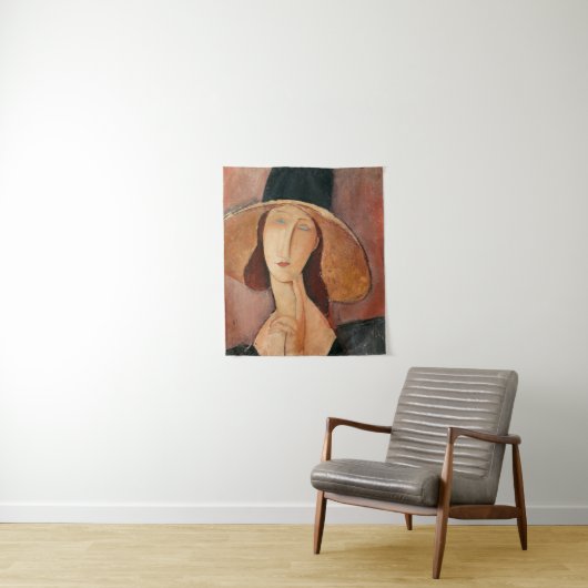 Portret van Jeanne Hebuterne in een groot pet Wandkleed (In situ)