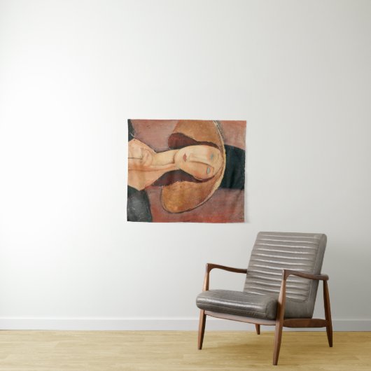 Portret van Jeanne Hebuterne in een groot pet Wandkleed (In Situ (horizontaal))