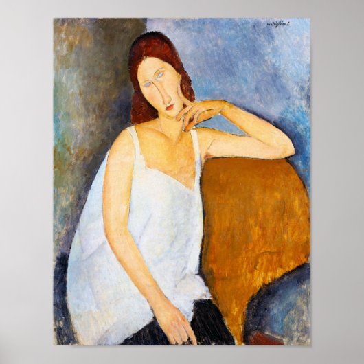 Portret van Jeanne Hebuterne, Modigliani Poster (Voorkant)