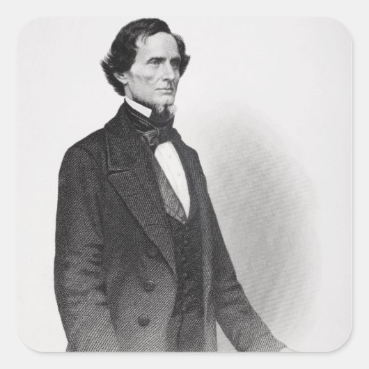 Portret van Jefferson Davis Vierkante Sticker (Voorkant)