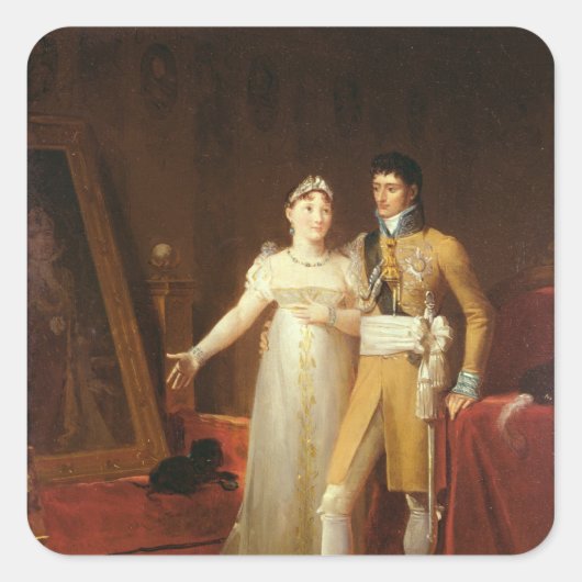 Portret van Jerome Bonaparte en zijn vrouw Vierkante Sticker (Voorkant)