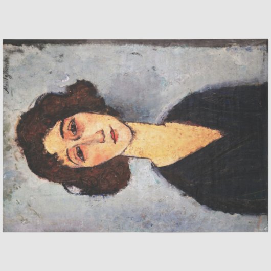 Portret van Jeune Femme, Modigliani Tissuepapier (Voorkant)