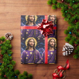 Portret van Jezus Christus Kerstmis Cadeaupapier