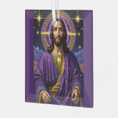 Portret van Jezus Christus Kerstmis Glas Ornament (Voorkant links)