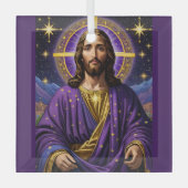 Portret van Jezus Christus Kerstmis Glas Ornament (Voorkant)